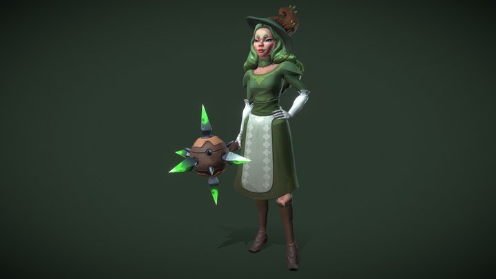 Stylized wizard girl 3D Model