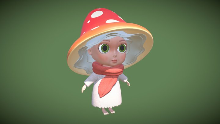 Mushroom girl lowpoly 3D Model