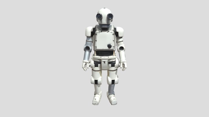 Humanoid robot with cream and gray panels 3D Model