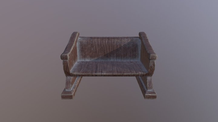 Old Abandoned Bench Pew 3D Model