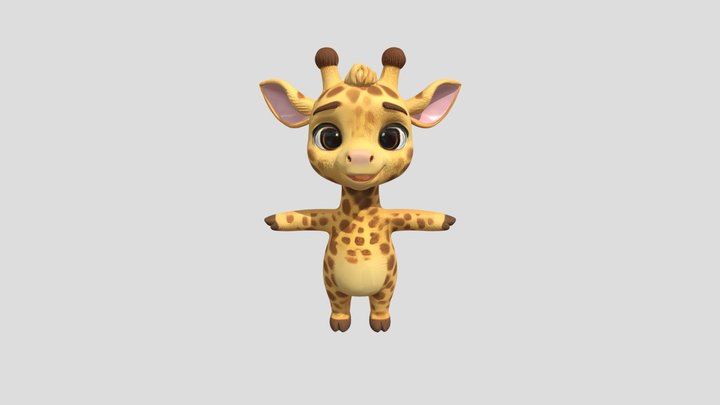 Cute animated giraffe character 3D Model