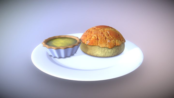 Egg Tart & Pineapple buns 3D Model
