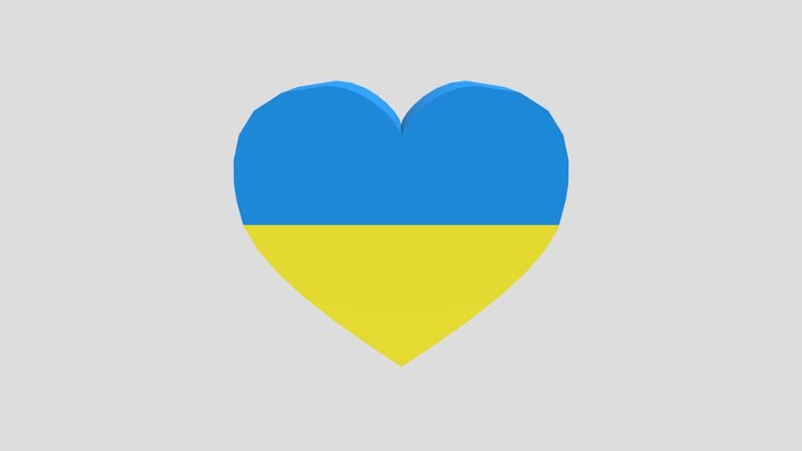 Cuore Bandiera Ucraina 3D Model
