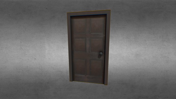 Low Poly Door with Textures 3D Model