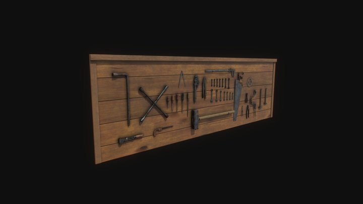 Vintage Tools Wall 3D Model