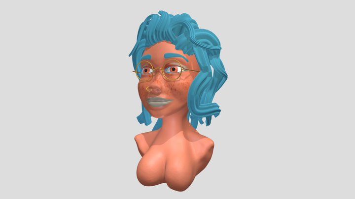 Stylistic girl head 3D Model