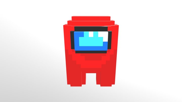 Among us 3D voxel red character 3D Model