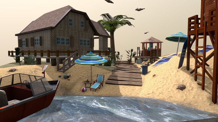 Malta Beach Scene (DAE 3D Assignment) 3D Model