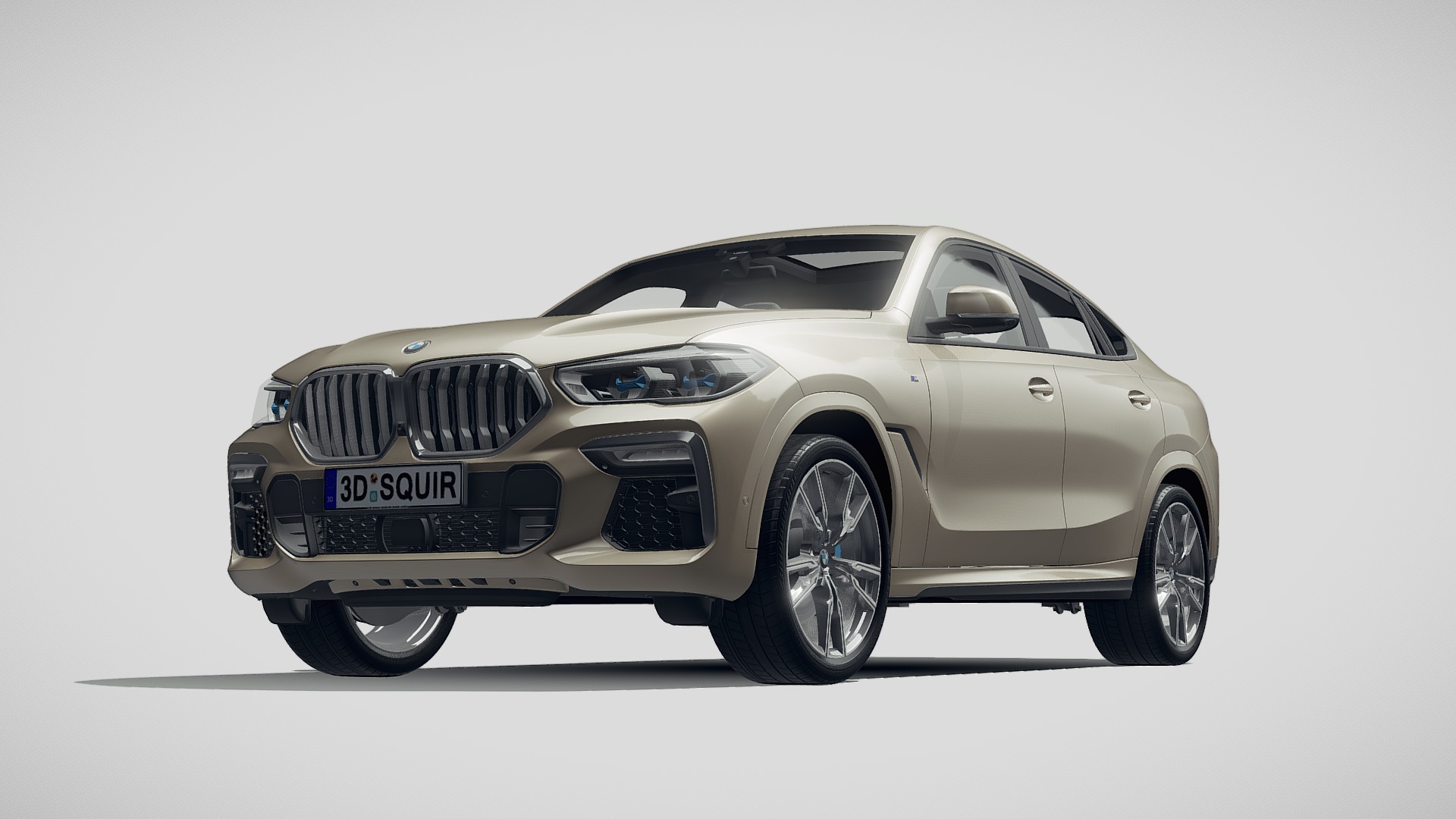 3D model BMW X6 M50i 2020 - This is a 3D model of the BMW X6 M50i 2020. The 3D model is about a silver car with a black grill.