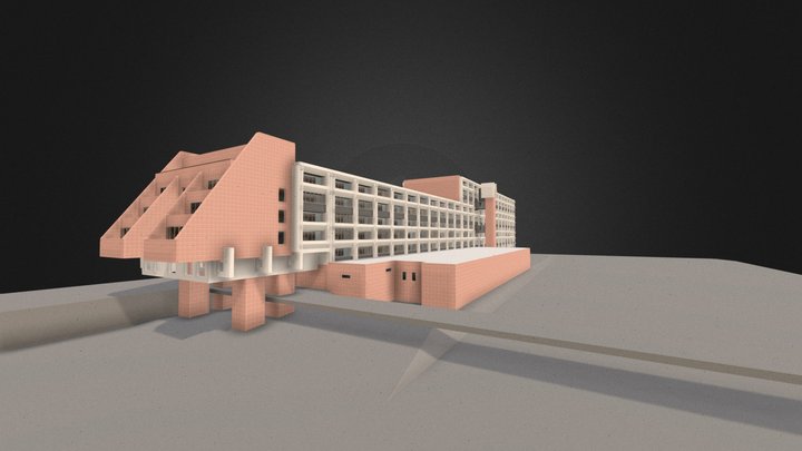 Neobrutalism-styled house-ship 3D Model