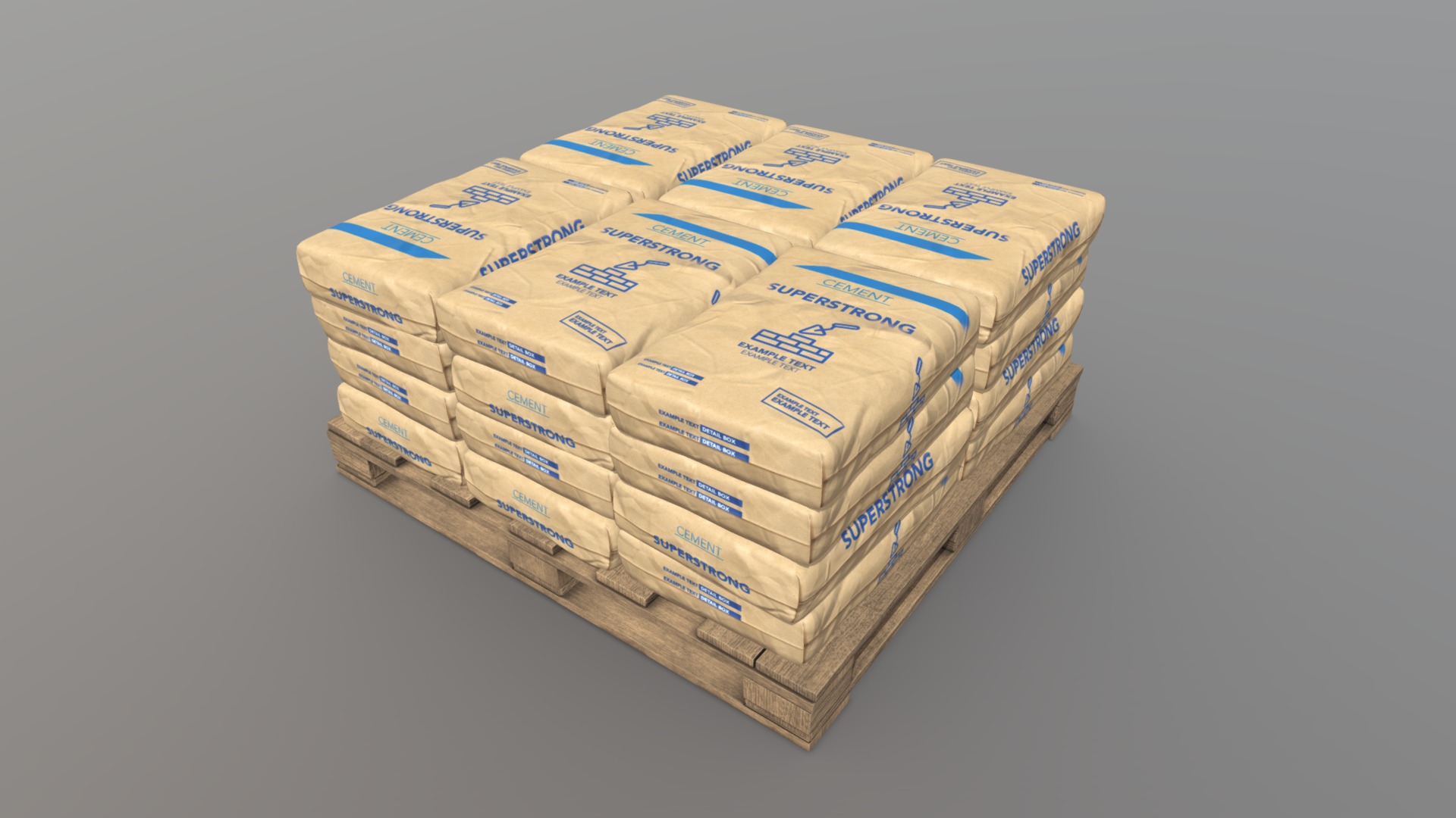 3D model Cement Bag Pallet - This is a 3D model of the Cement Bag Pallet. The 3D model is about a stack of white boxes.