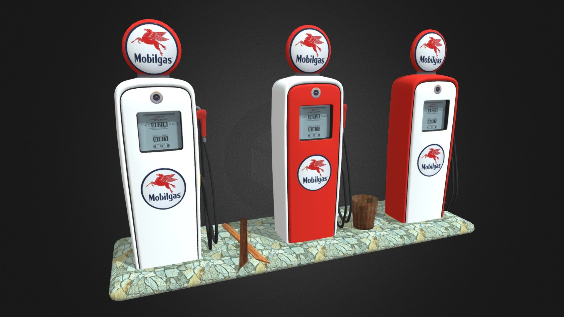 Gas Pump Mobilgas 3D Model - 3D model by nuralam018 [237c2c1] - Sketchfab