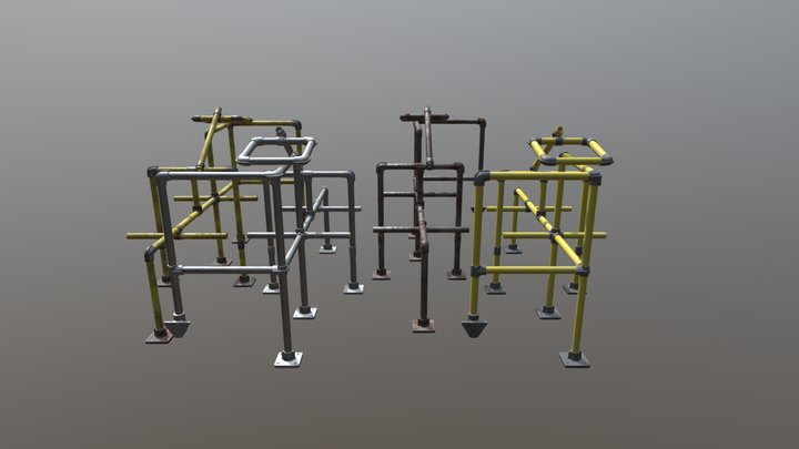 Modular Industrial Pipes Kit Showcase 3D Model