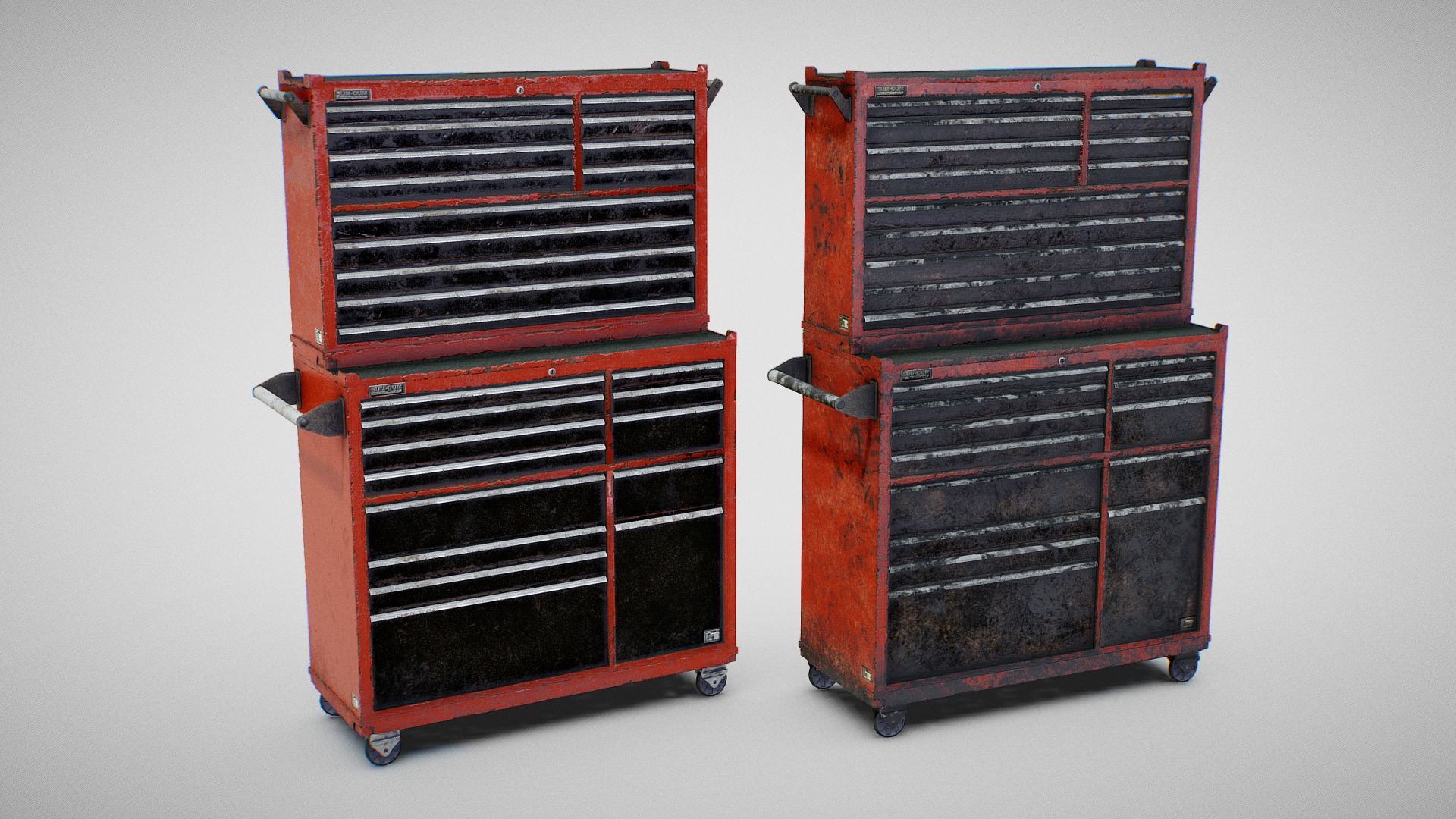 3D model Tool Chest 01 (Used and Dirty) - This is a 3D model of the Tool Chest 01 (Used and Dirty). The 3D model is about a couple of red crates.