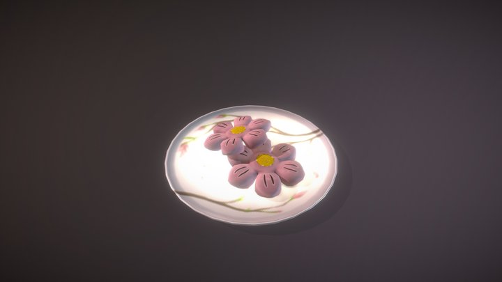 Crisp Peach Blossom Cookie 3D Model