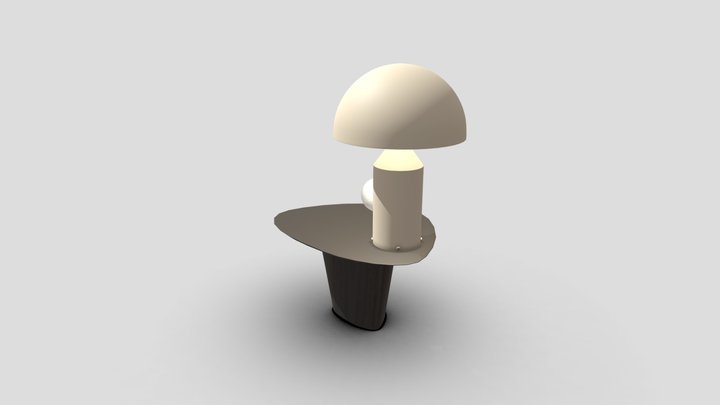 Corner Table w/ Lamp - Prop 3D Model