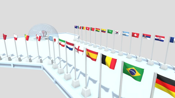 World Cup Qatar 2022 - All Flags 3D Model
