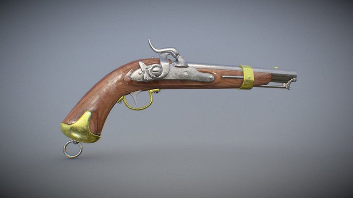 Impact pistol, Swedish, m / 1854 for the navy. 3D Model