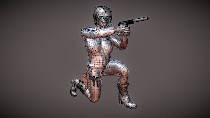Pilot_pistol_kneeling 3D Model