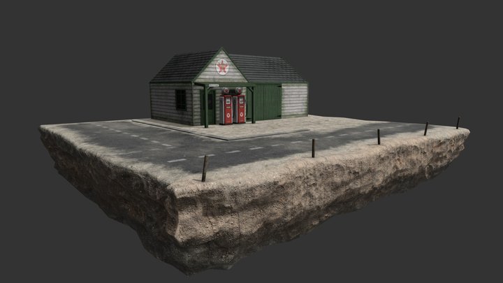 50's gas Station 3D Model