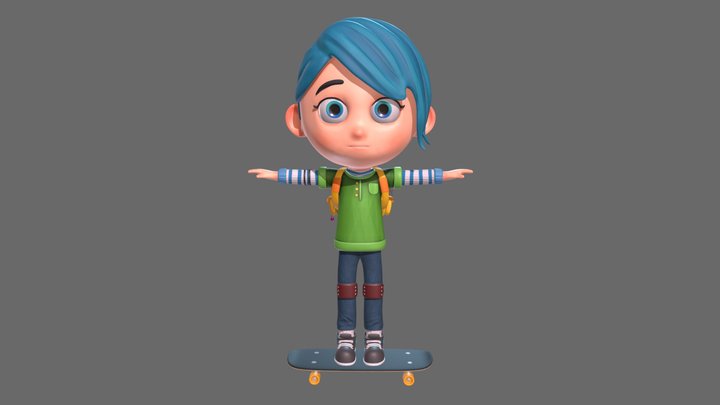 Skater Girl 3D Model