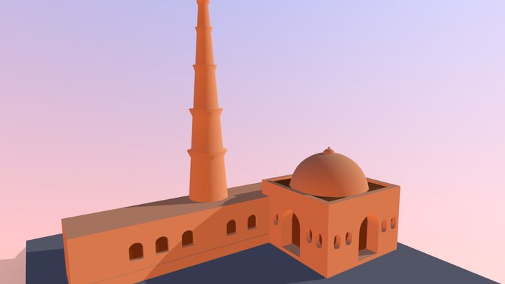 Qutb Minar Environment Block-out 3D Model