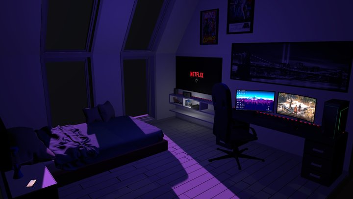 Gaming Bedroom 3D Model