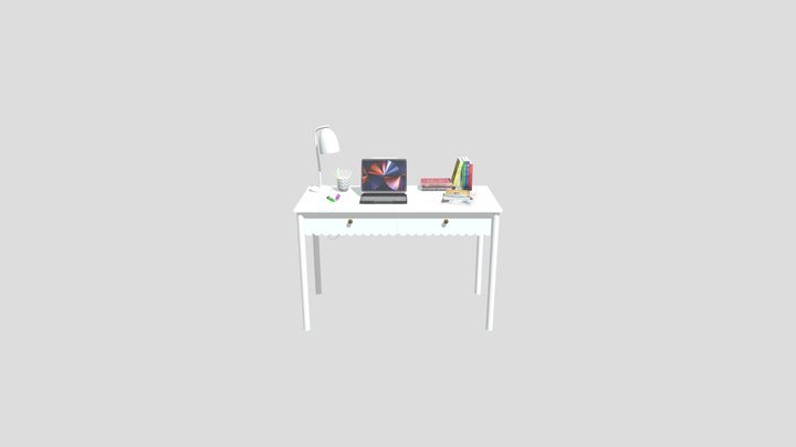 Kid Desk MOCKA Maisie Scalloped 3D Model