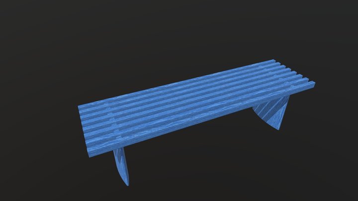 Mid Century Style Timber Bench 1300mm 3D Model