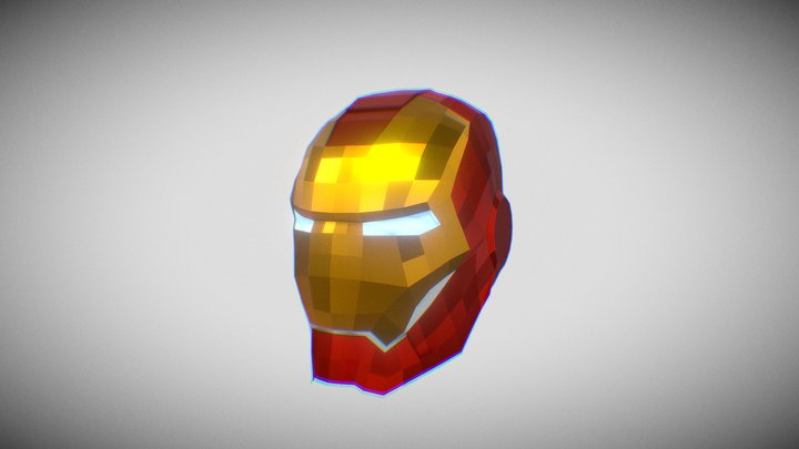 Low-Poly Iron Man MK3 Helmet 3D Model