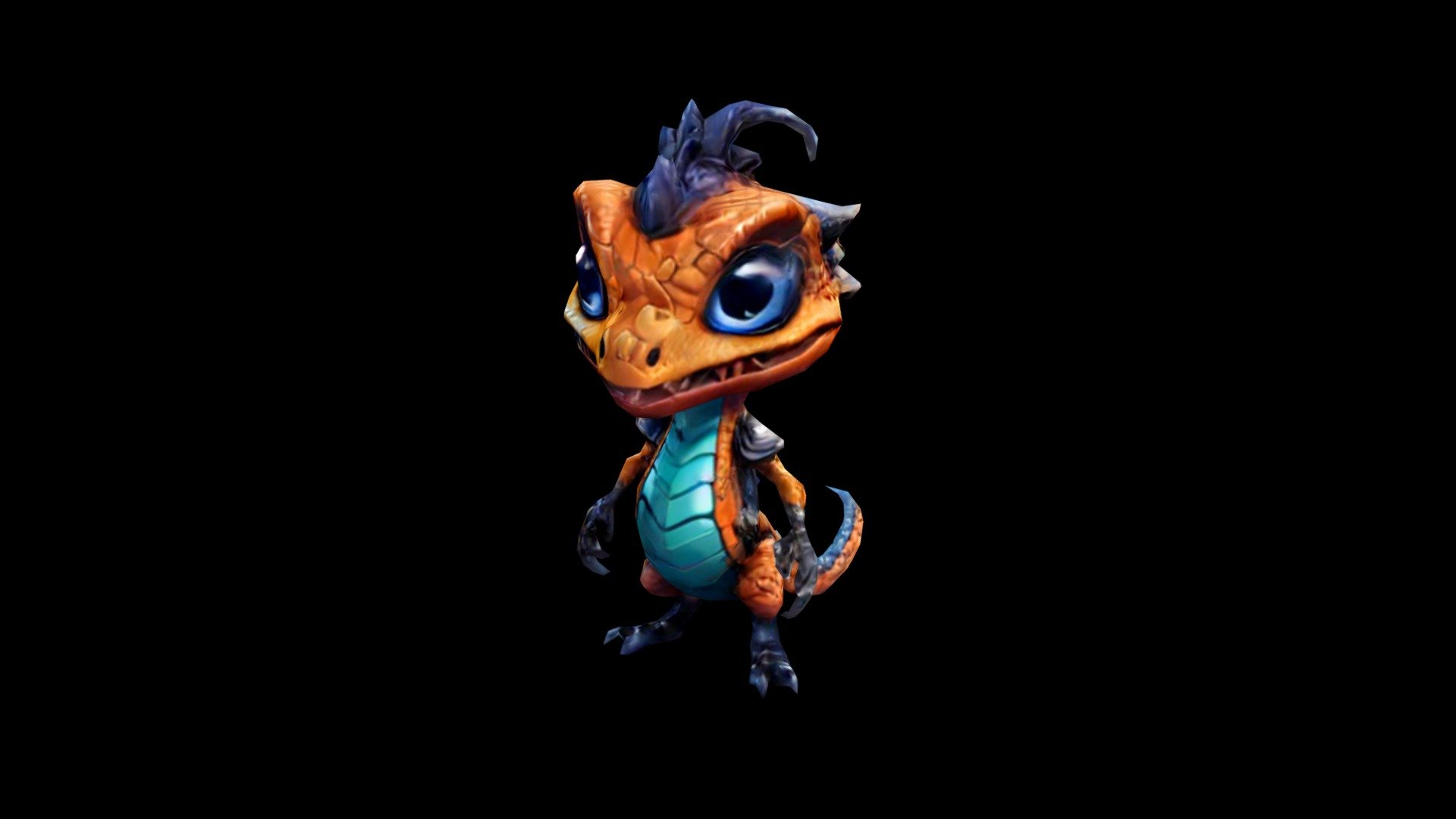 An orange and blue dragon with a scowl on its fa - Download Free 3D ...