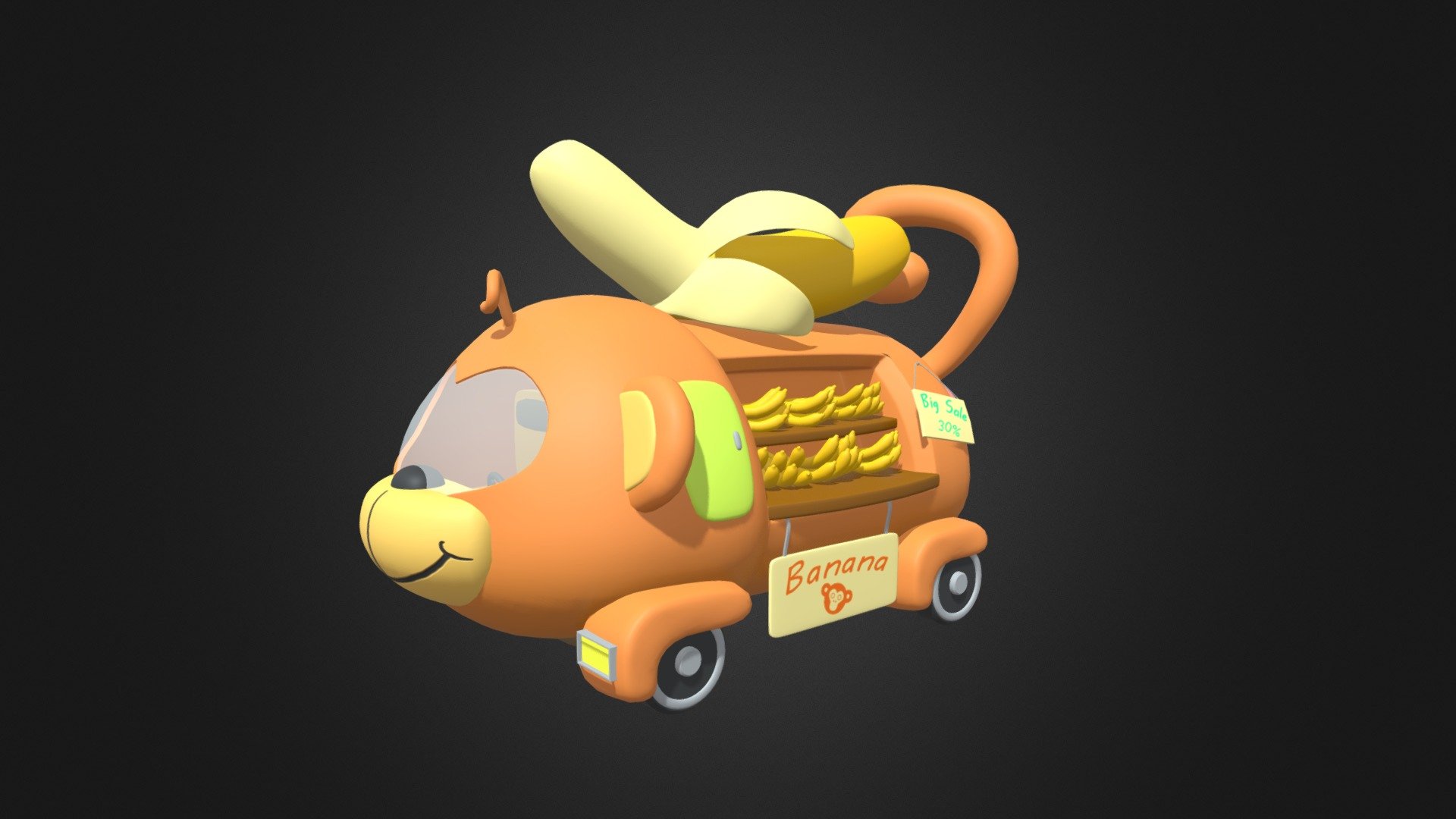 Asset - Cartoons - Food Monkey Cart - Buy Royalty Free 3D model by ...