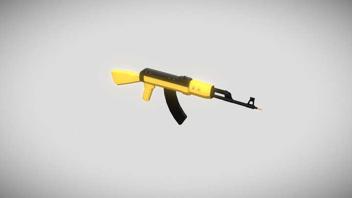Low Poly Ak47 3D Model