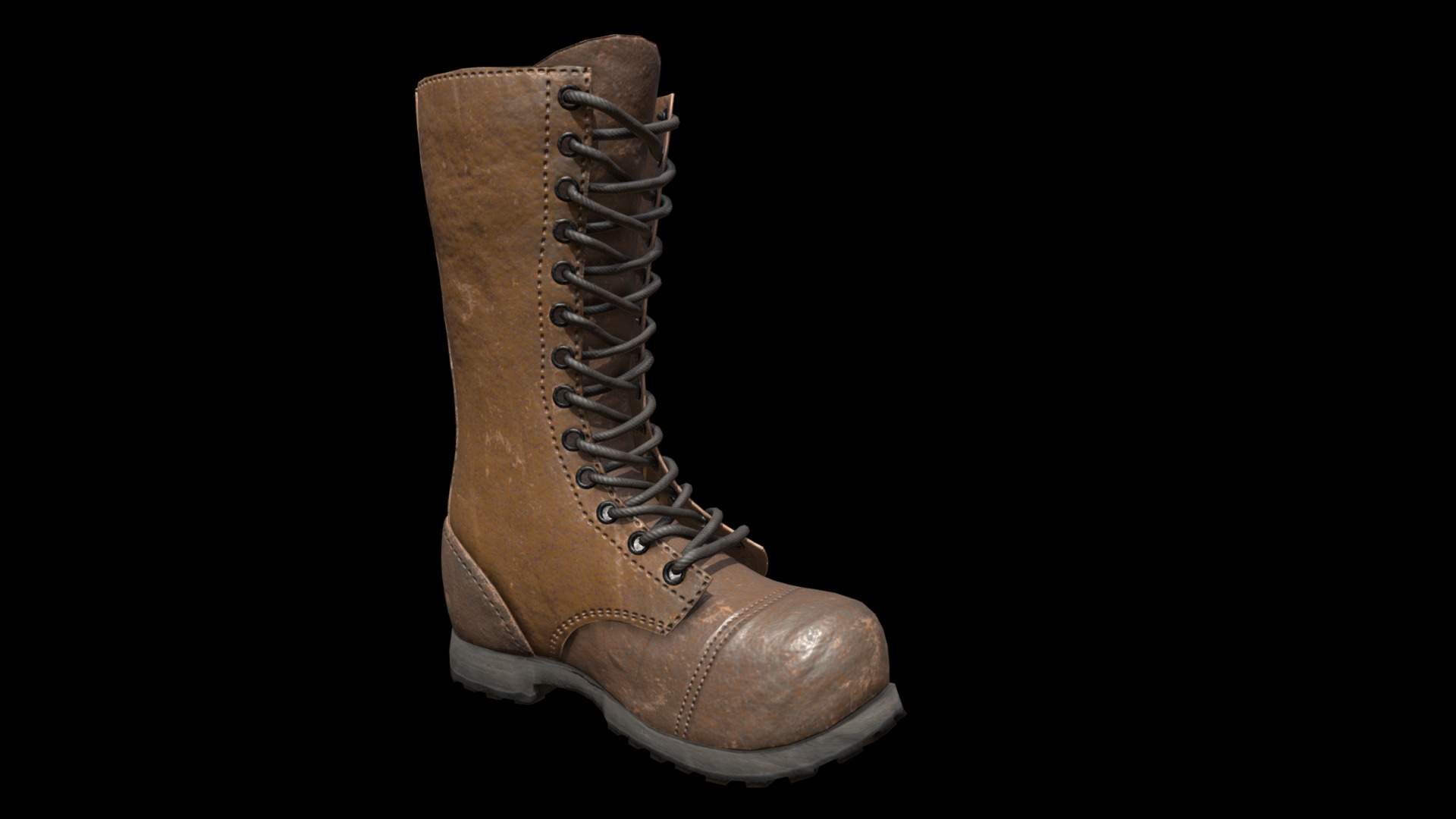 3D model Boot - This is a 3D model of the Boot. The 3D model is about a brown leather shoe.