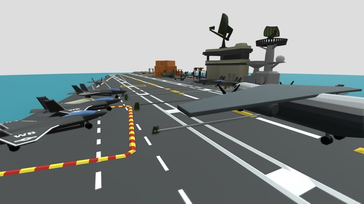 Game Ready Low Poly Aircraft Carrier 3D Model