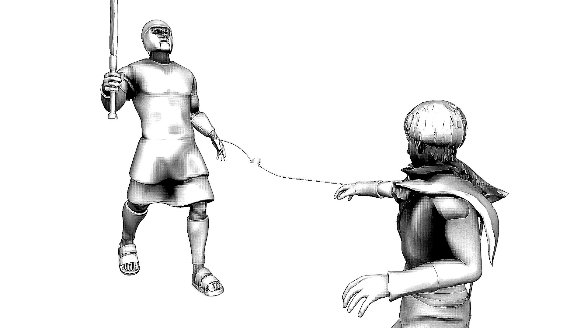 David and Goliath - Day 19 #3DInktober2019-Sling