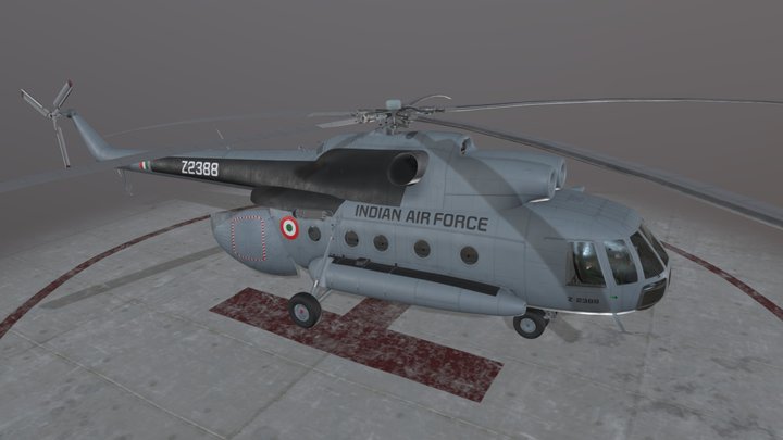 Mi-8T India Air Force Animated 3D Model