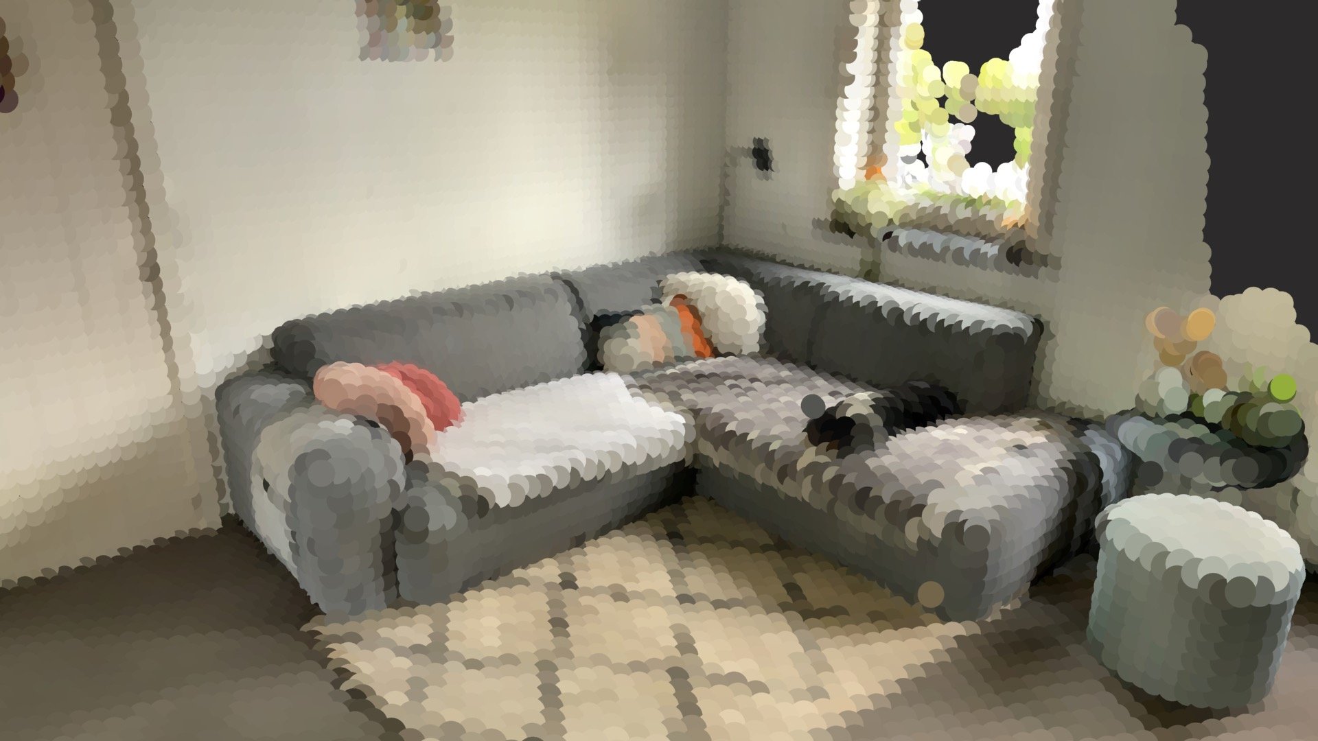 Couch with sleeping dog