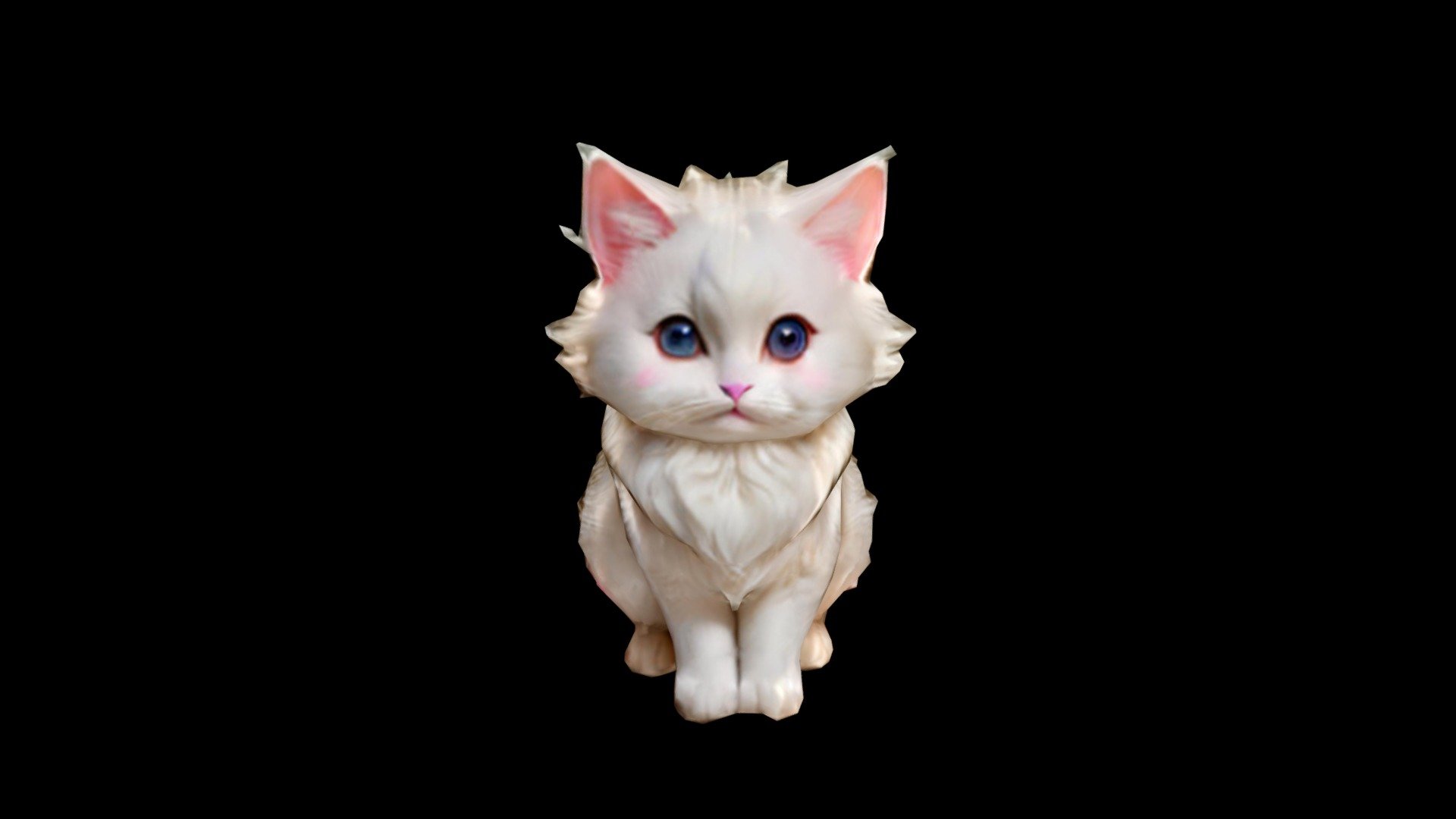 Cute fluffy cat with bright blue eyes and blush- - Download Free 3D ...