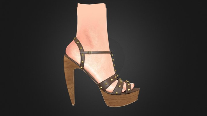 T-Strap Platform Sandals by RedPoly 3D Model