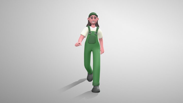 Stylized Girl Worker - Mixamo Rigged Character 3D Model