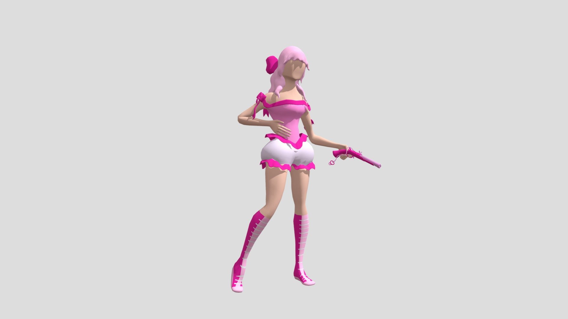 Pink Ribbon Gun Girl - 3D model by luckycharm29 [23c2948] - Sketchfab