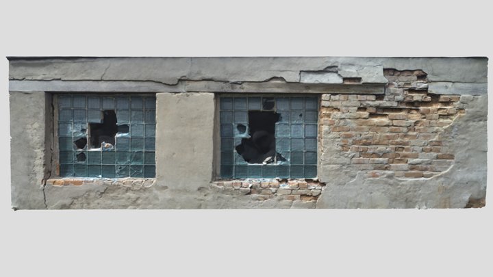Wall with broken windows 3D Model