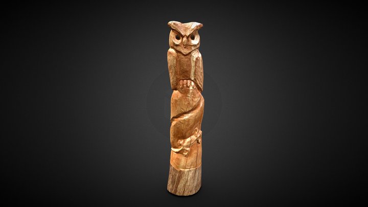 Owl Wood Statue 3D Scan