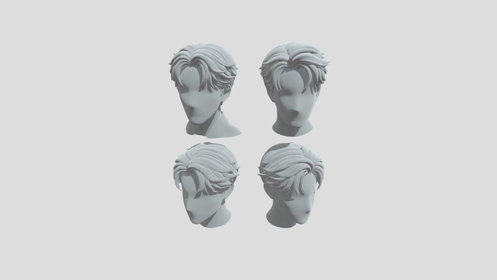 Four boy Hairstyles Sketches 3D Model