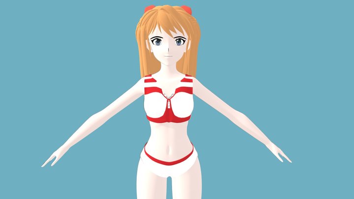 Asuka with Bikini Rigged 3D Model
