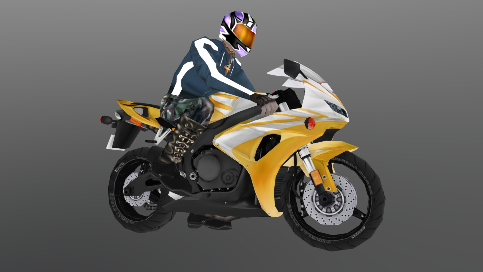 3D model Biker on the sport-bike - This is a 3D model of the Biker on the sport-bike. The 3D model is about a person on a motorcycle.