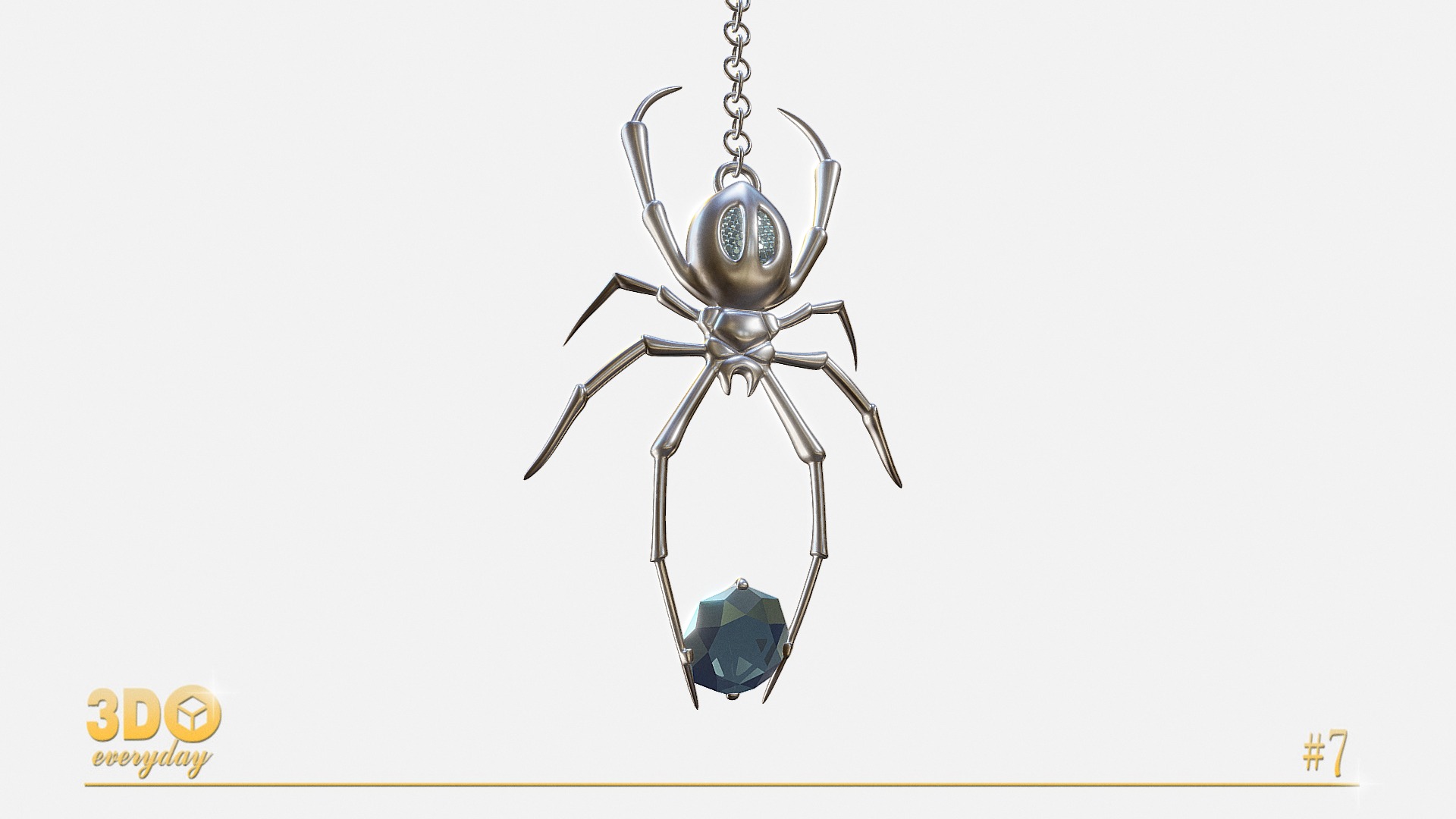 3D model Day#7: Spider earring - This is a 3D model of the Day#7: Spider earring. The 3D model is about a spider with a web.