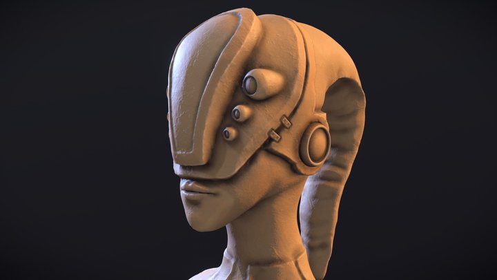 Alien Sci-fi Head WIP 3D Model