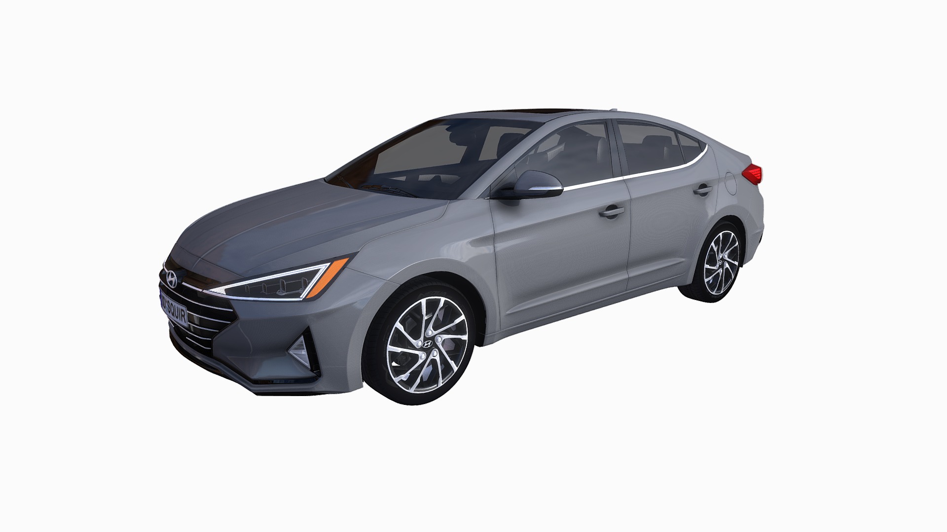 3D model Hyundai Elantra 2019 - This is a 3D model of the Hyundai Elantra 2019. The 3D model is about a silver car with a black top.